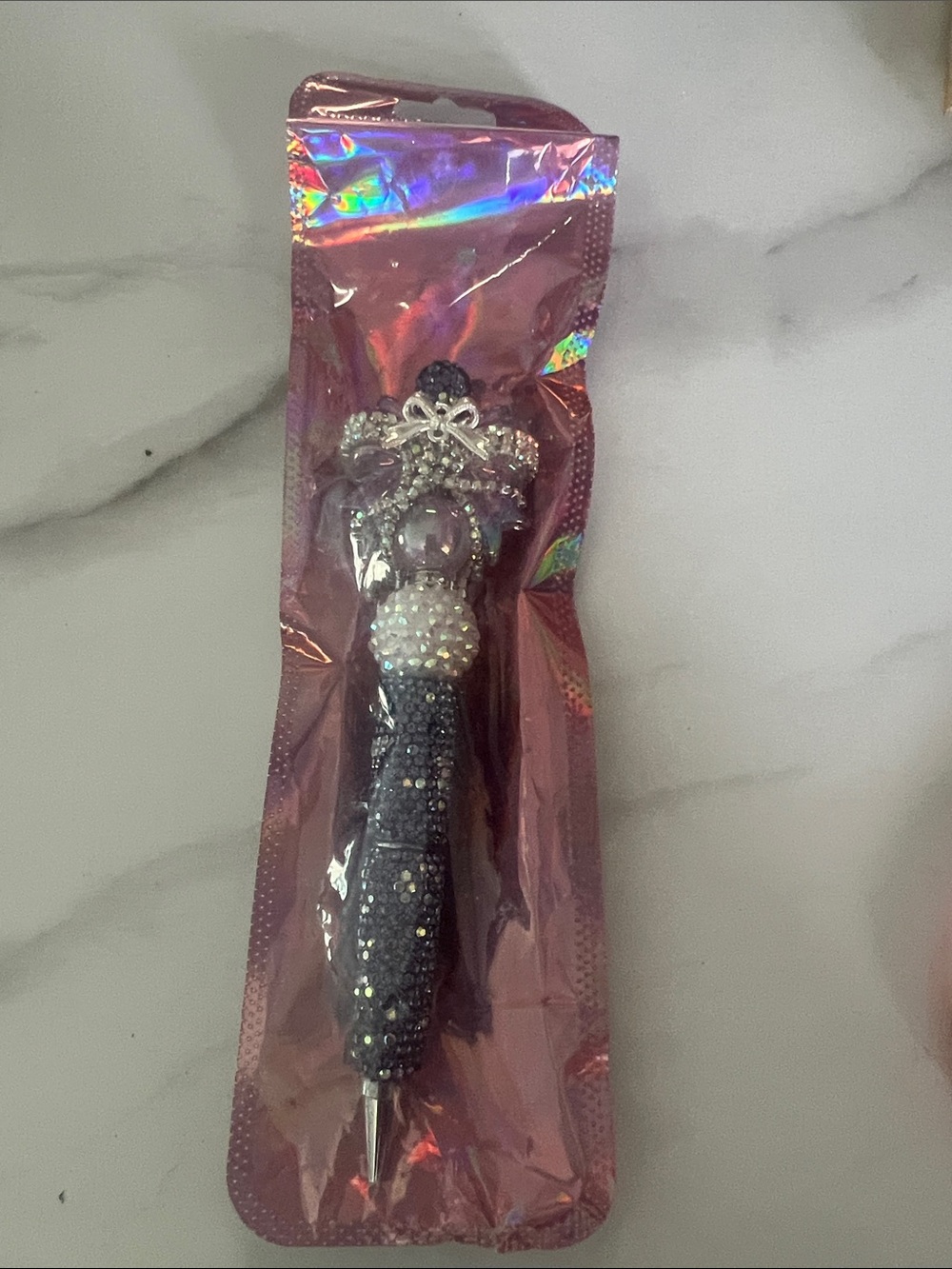 Rhinestone Crystal Tassel Pen — Purple